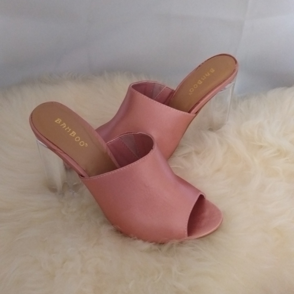 Brand New never worn  Bamboo Acrilic heel Mules